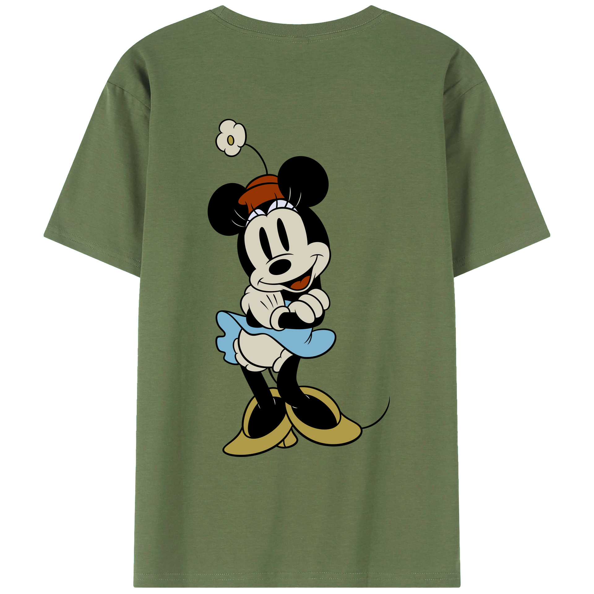 ミッキーマウス Mickey Mouse 綿100％ メンズ半袖Tシャツ（バックプリント） 通気性